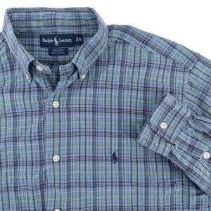 VTG Polo Ralph Lauren Men's Med. Greggor Long Sleeve Plaid Button Up Shirt Pony